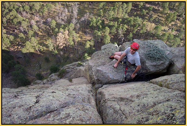 Proud  Devils Tower climber on Soler route!