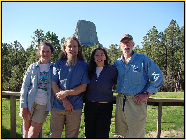 Celina, Ken, Terrie and Frank on the View deck of Devils Tower Lodge